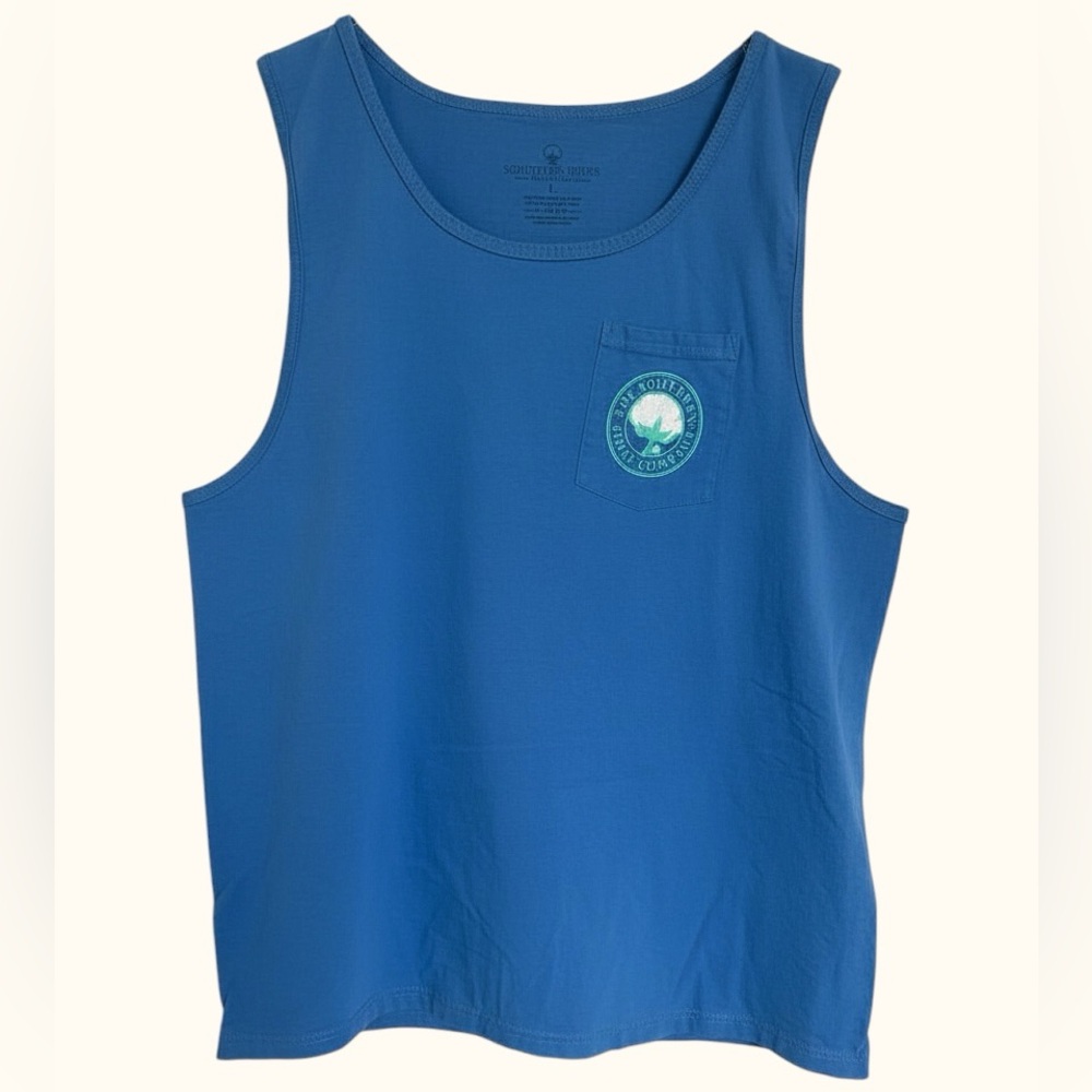 Southern Shirt Company Men’s Tank Top Blue Graphic Cotton Logo Pocket Large